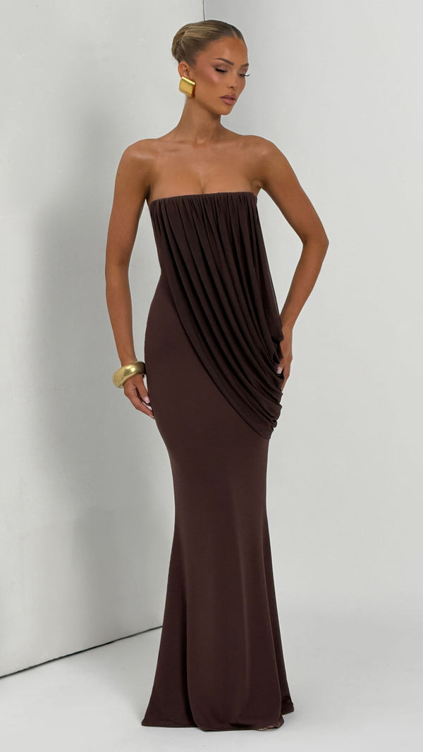 Vienna Maxi Dress - Plum Brown