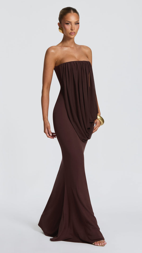 Vienna Maxi Dress - Plum Brown