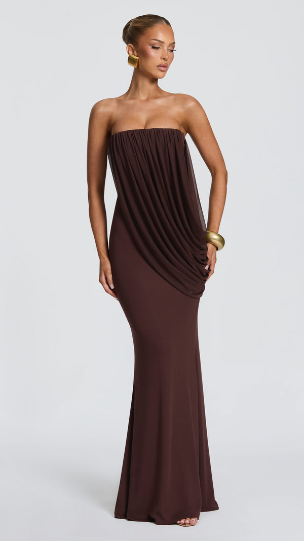 Vienna Maxi Dress - Plum Brown